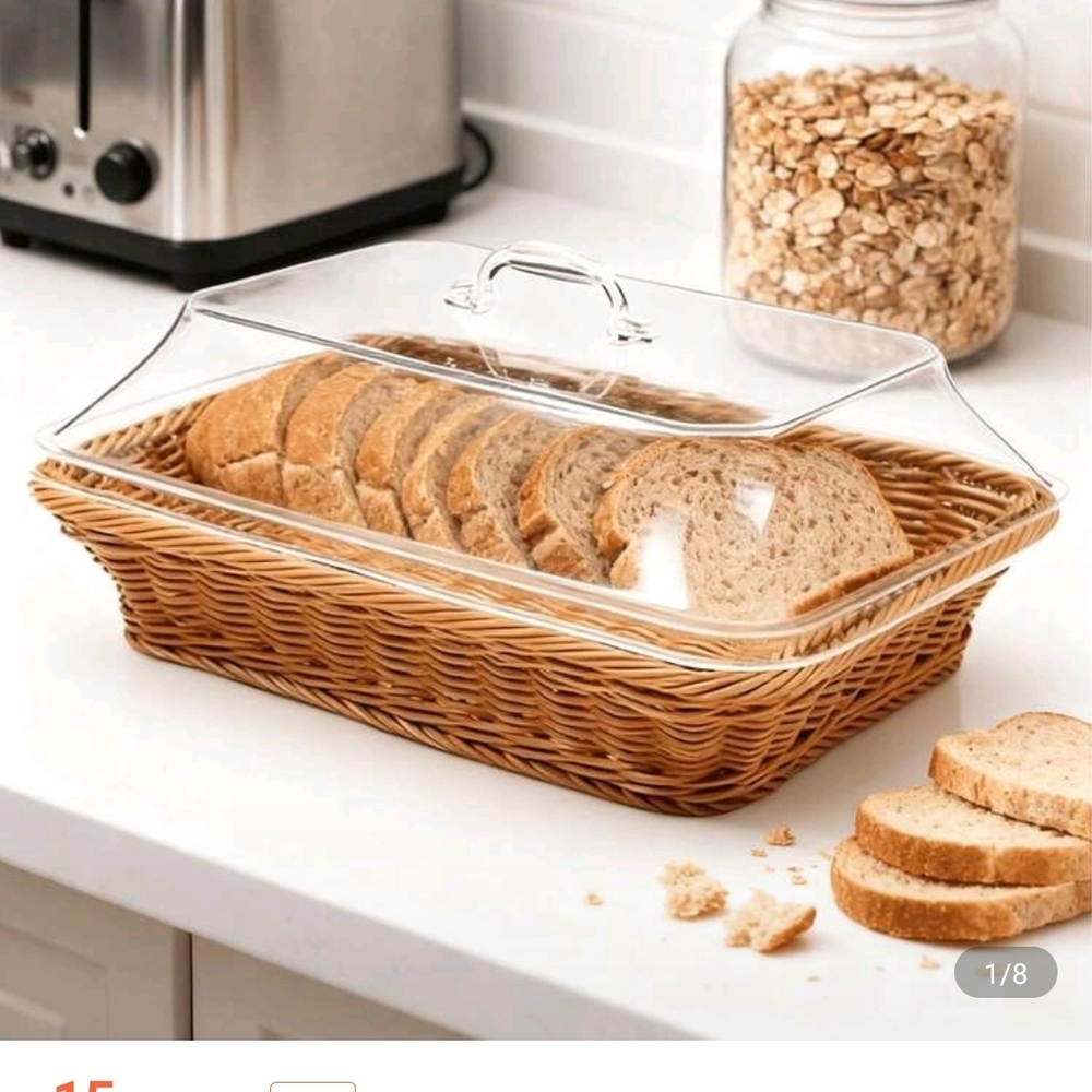 Amazon Wicker Bread Basket with Transparent Lid
